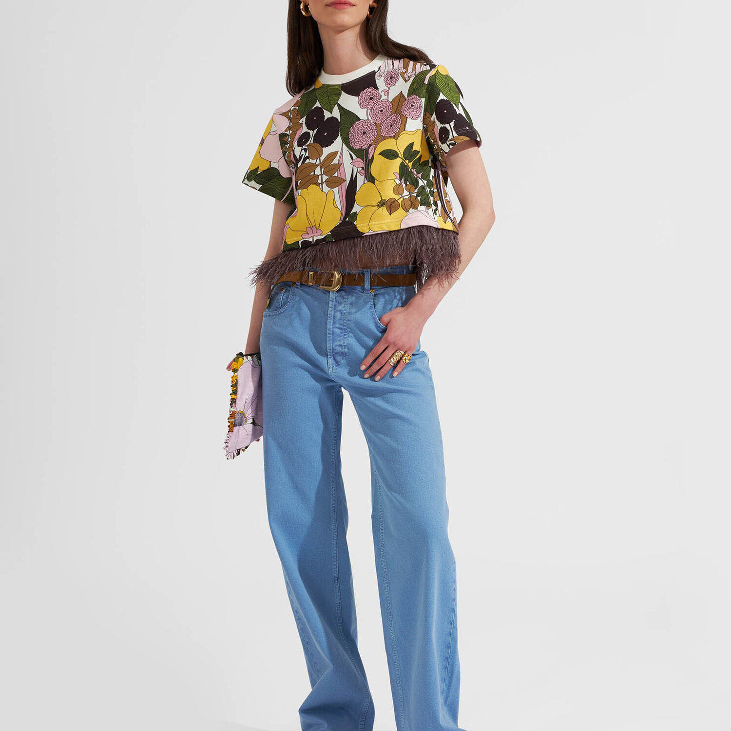 La Doublej La Scala Tee In Big Flower Rose
