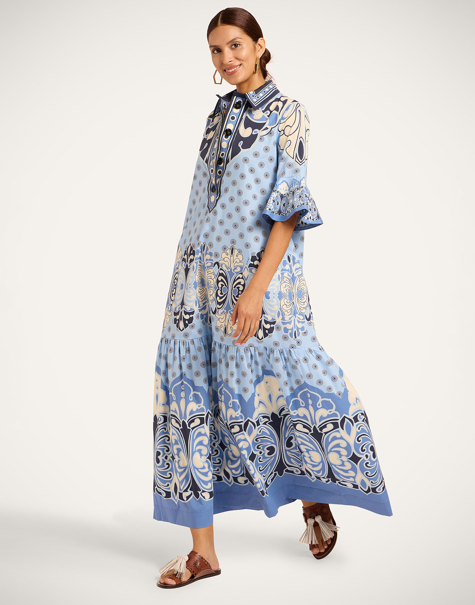 La DoubleJ Artemis Dress Cocoon Plac&eacute;e Blue DRE0201COT097COC02BU03