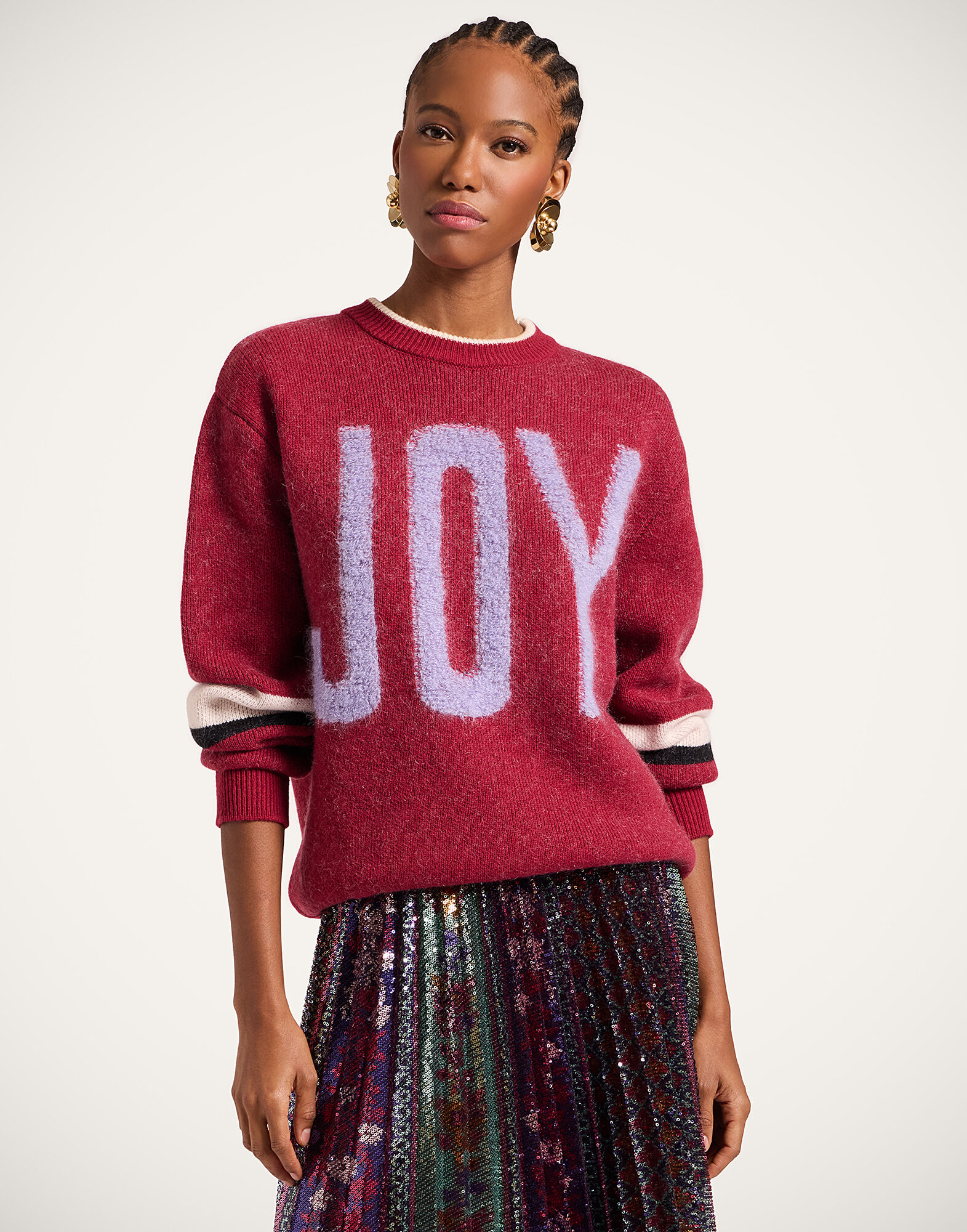 La DoubleJ Joy Sweater Color Block Red & Lilac PUL0248KNI156VA417RE02