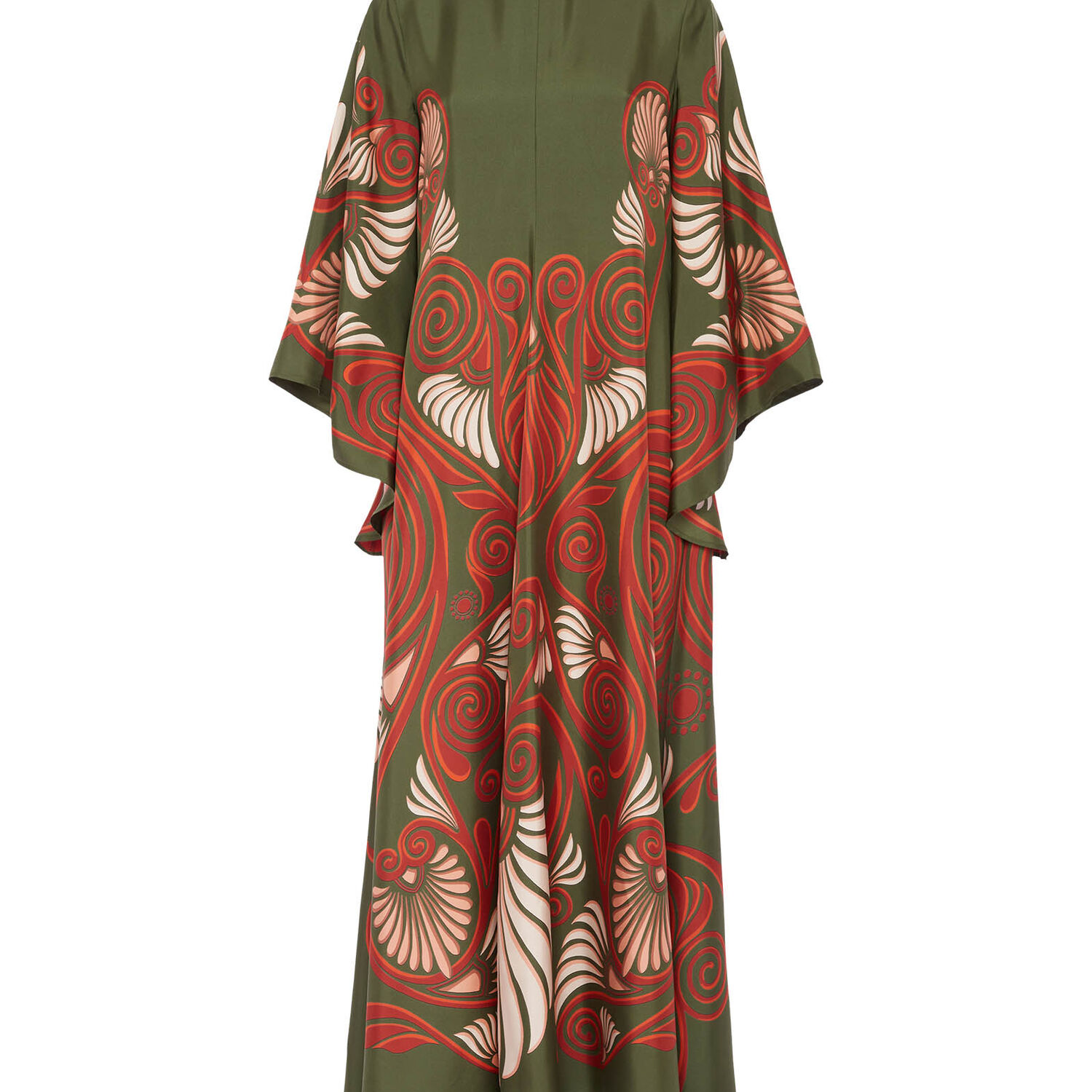 La Doublej Magnifico Printed Silk Twill Maxi Dress In Kerylos Placée Dark Green