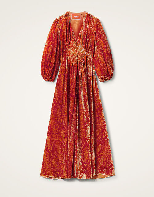 La DoubleJ Long Camerino Dress Banquet Orange DRE0585DEV003BQT03OR02