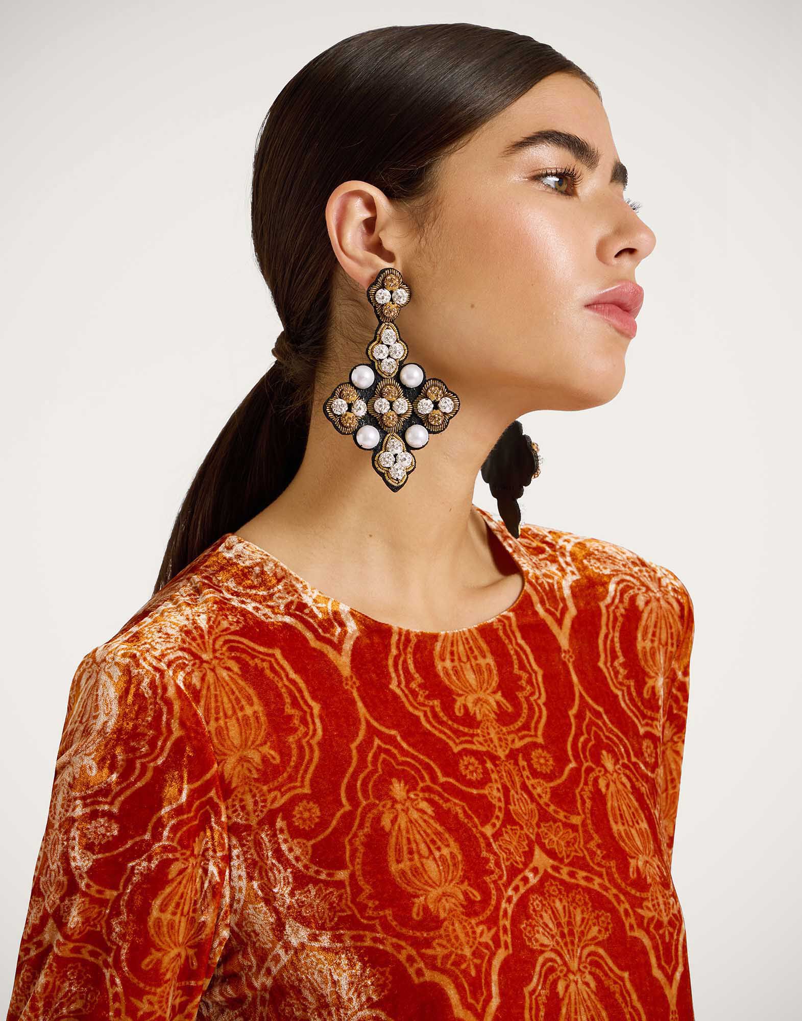 La DoubleJ Long Sleeve Swing Dress Banquet Orange DRE0184DEV003BQT03OR02