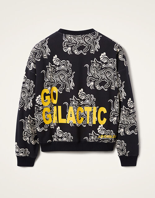 La DoubleJ Off Court Sweatshirt Crazy Tigers Black & White SWE0035JER054TIG01BL03