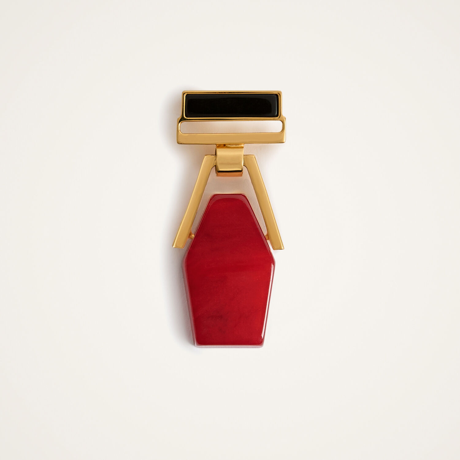 La Doublej Portal Brooch In Solid Burgundy