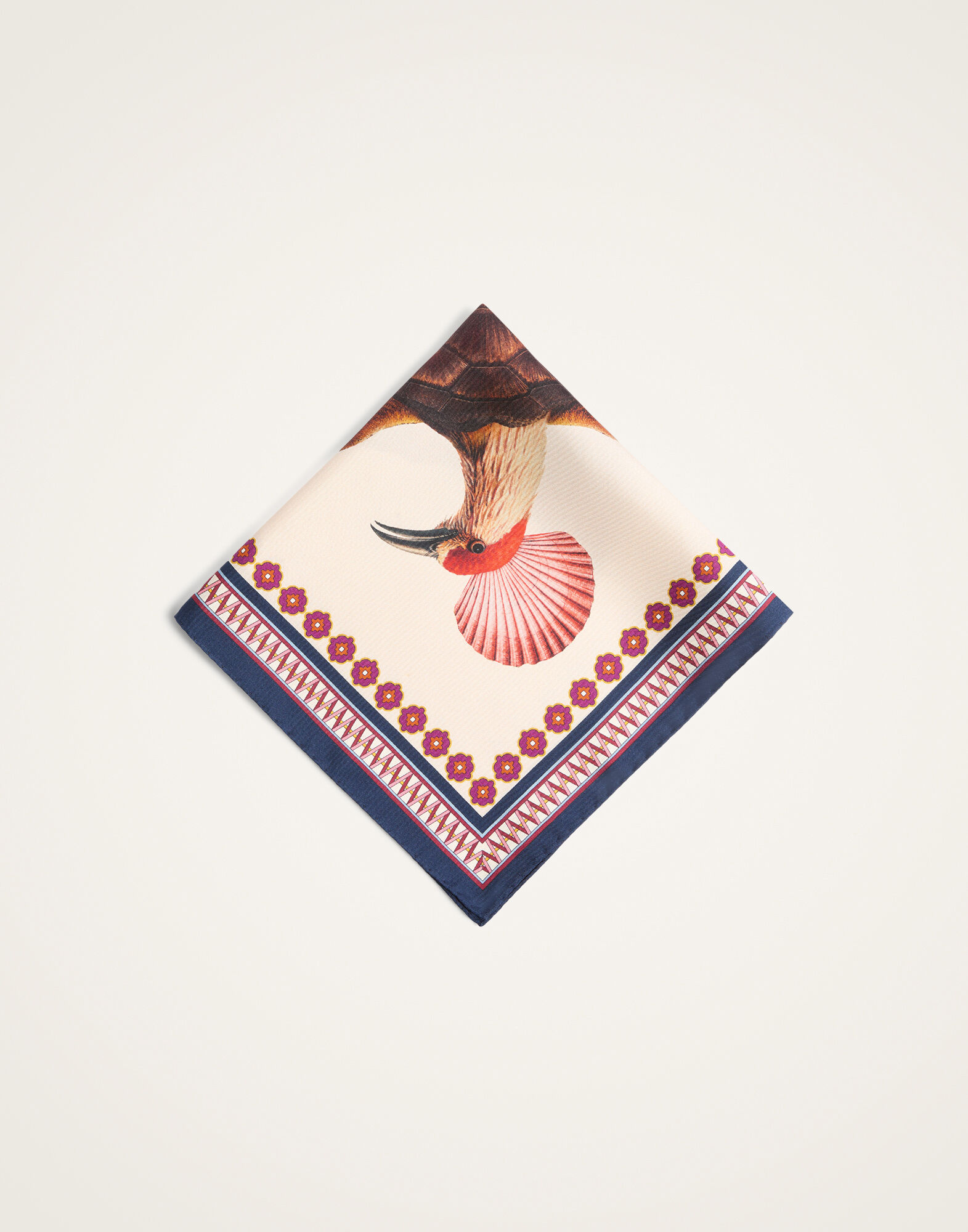 La DoubleJ Foulard 45 Zooflora Turtlair Ivory SCA0065SIL006TRL02WH04