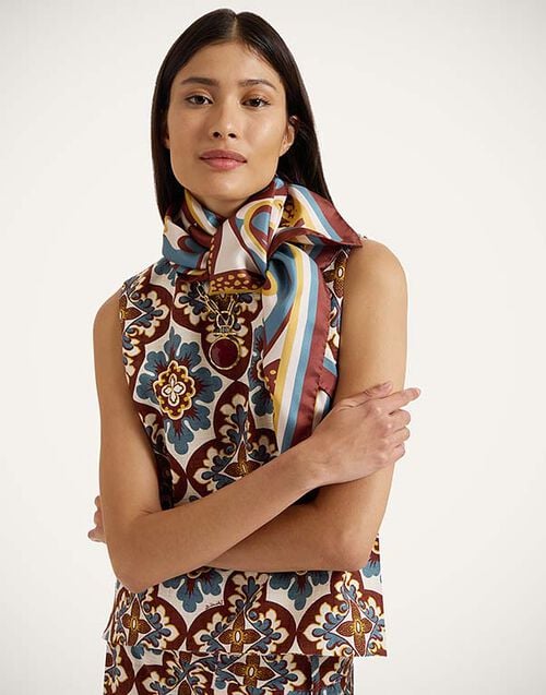 La DoubleJ Foulard 90 La DoubleJ Foulard 90 Palazzo Placée Chocolate SCA0067SIL006PAL08BR07