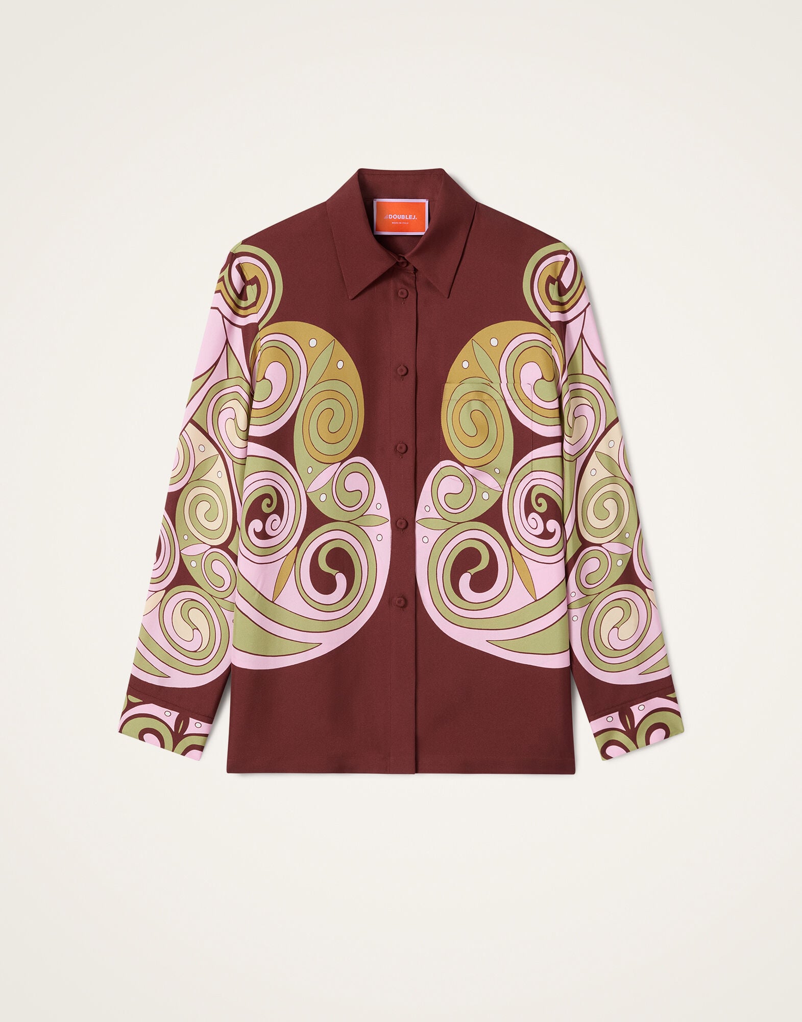 La DoubleJ Boy Shirt Kells Swirl Plac&eacute;e Burgundy SHI0040SIL026KLS01RE07