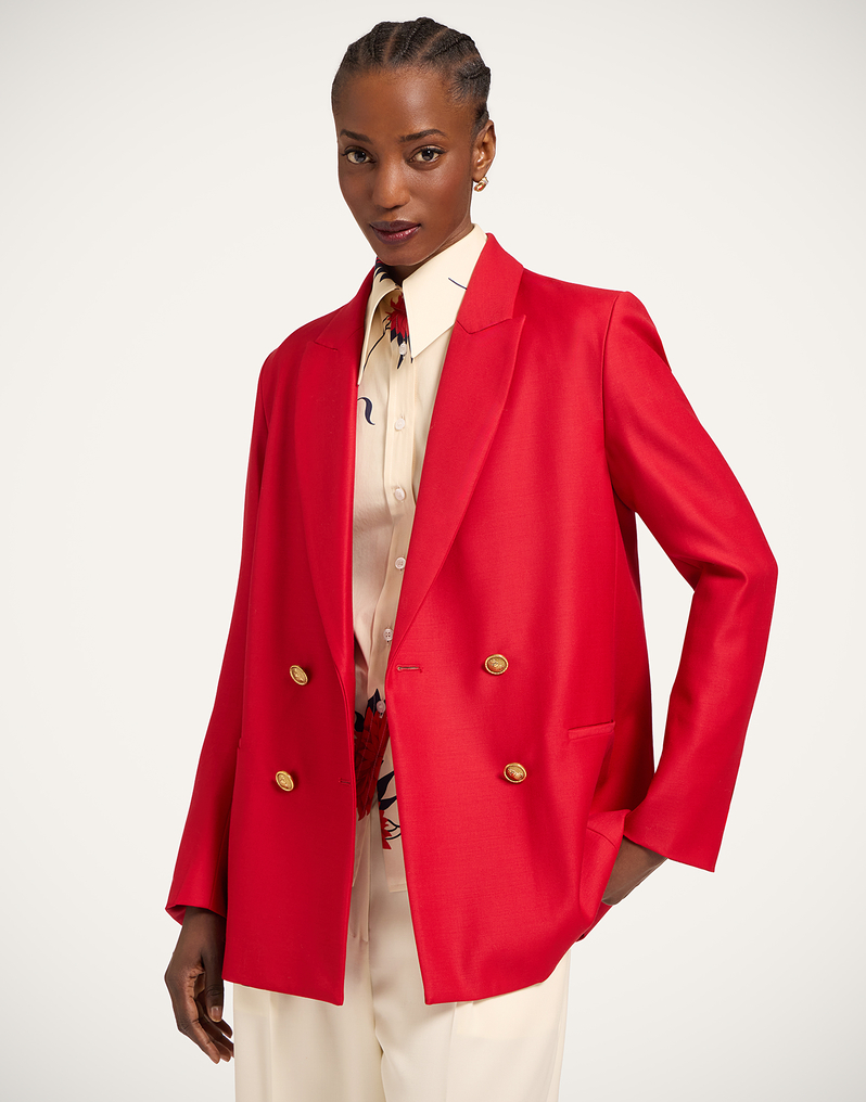 Red Drawstring Jacket Jagger Jacket in Solid Red for Women | La DoubleJ