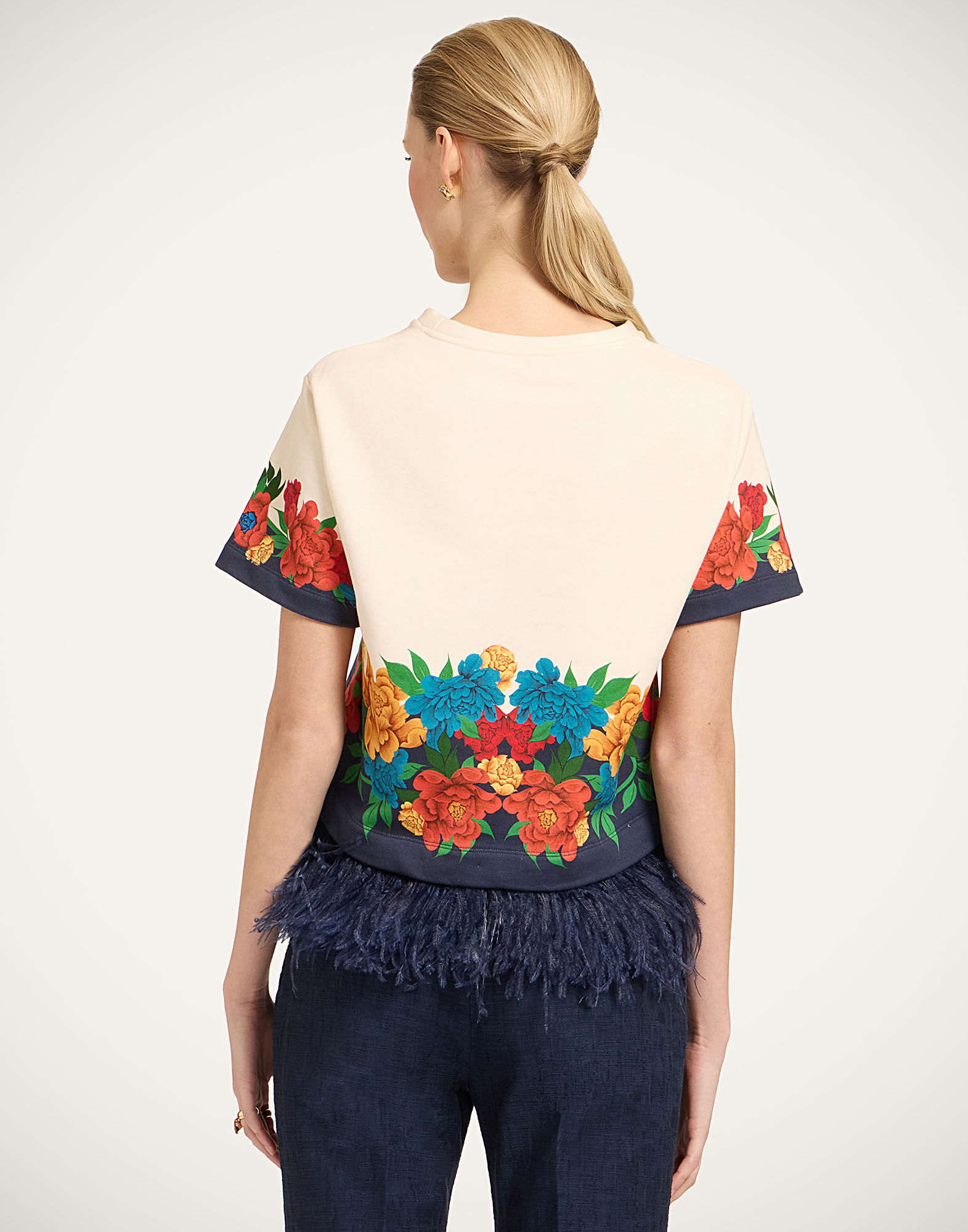 La DoubleJ La Scala Tee Princess Peony Plac&eacute;e Ivory TSH0038JER040PPE02WH04