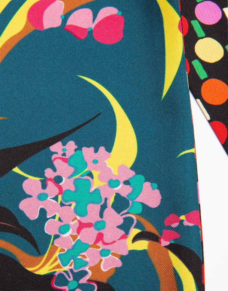 LaDoubleJ Flapper Tight Double Scarf LaDoubleJ Flapper Tight Double Scarf Windy Flowers Blu/Ping Pong Multicolor SCA0012SIL001VAR0015