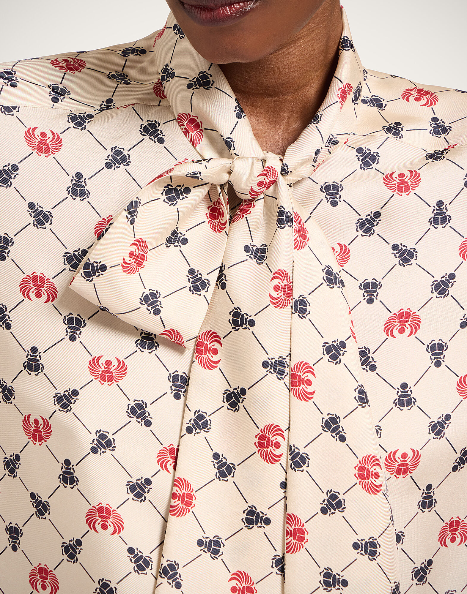 La DoubleJ Ascot Shirt Talismania Check Ecru SHI0155SIL001TAL02BR05