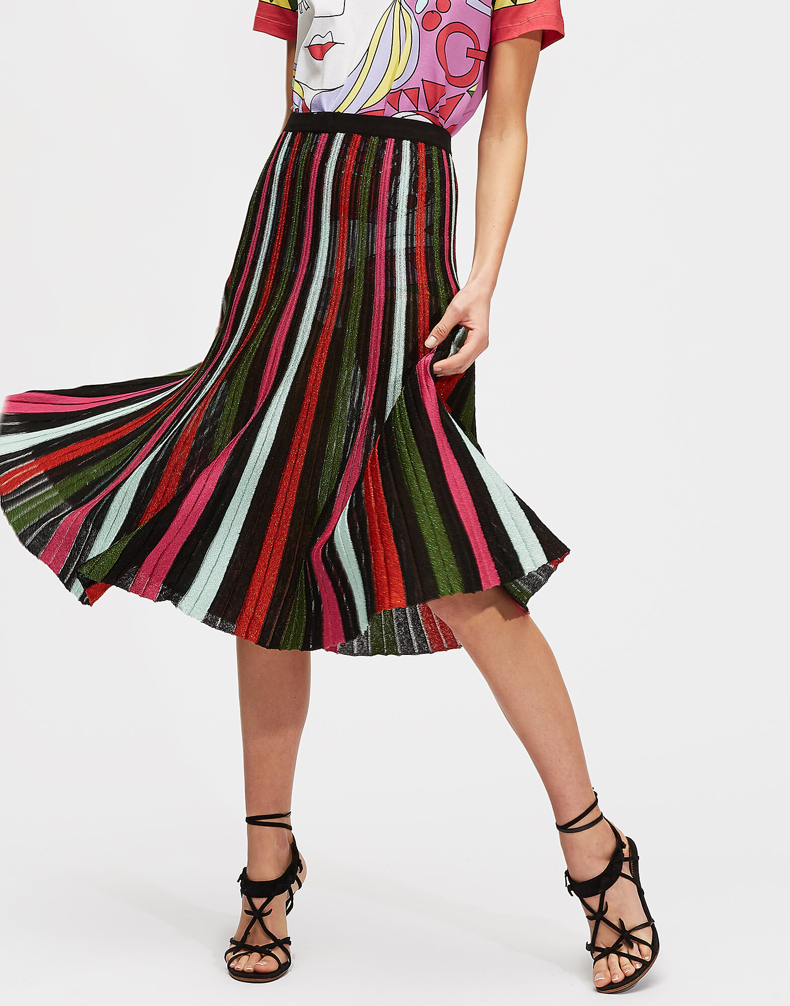 LaDoubleJ Accordion Knit Skirt Multicolor Nero SKI0034KNI019VAR0035