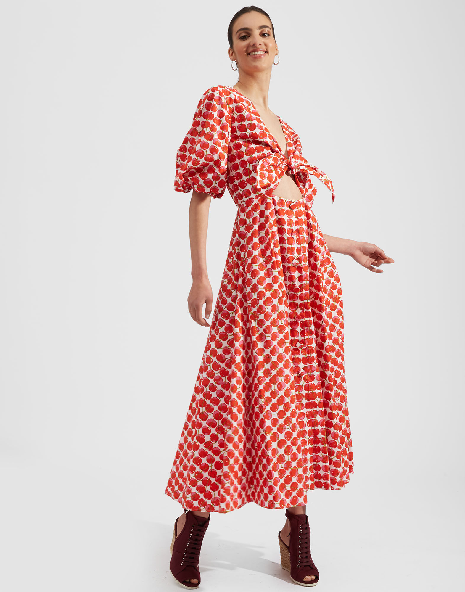 La DoubleJ Peek-A-Boo Dress White Cherries DRE0356COT001CHY0002