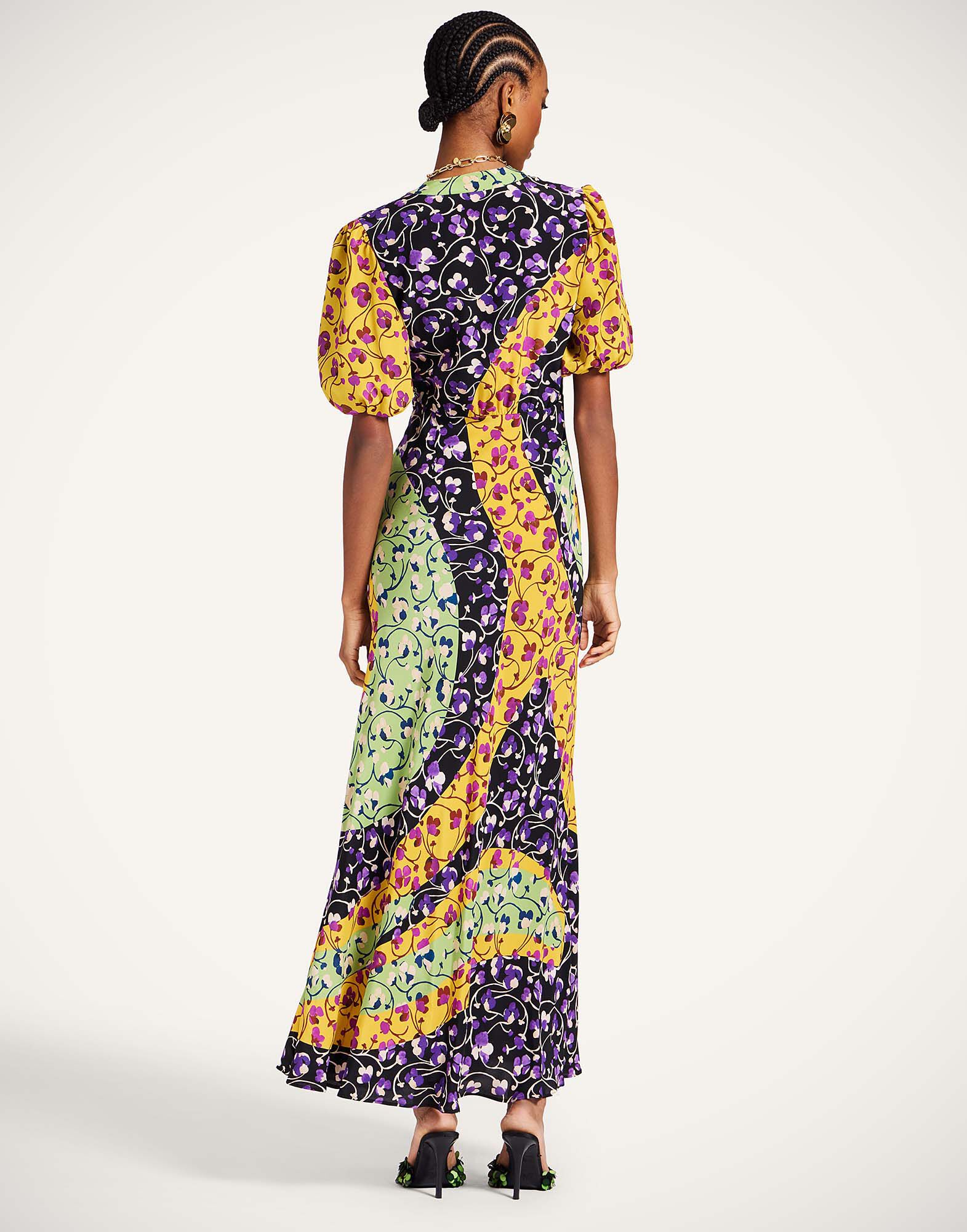 La DoubleJ Marlene Dress Honeysuckle Tricolor Plac&eacute;e Yellow DRE0869CRE001HNY04YE02