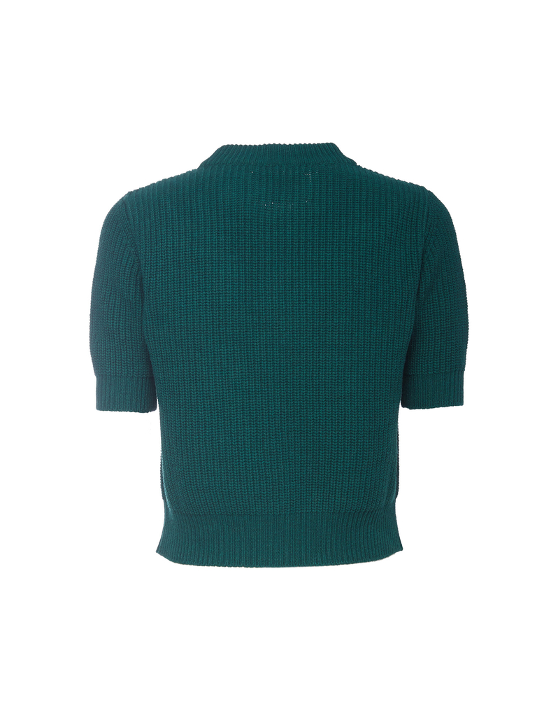 LaDoubleJ Cropped Knit Top LaDoubleJ Cropped Knit Top Solid Green PUL0035KNI027GRE0002
