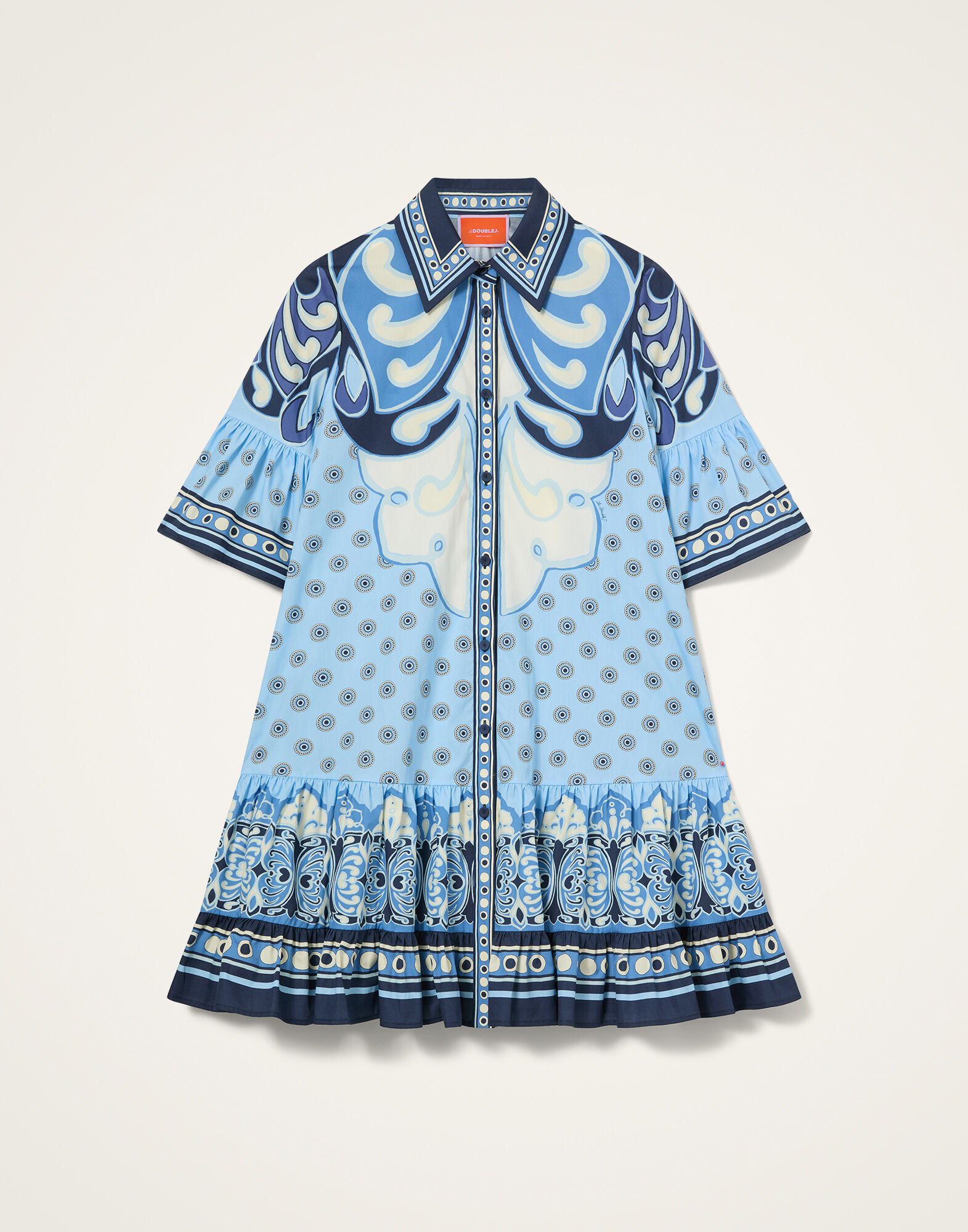 La DoubleJ Choux Dress Cocoon Plac&eacute;e Blue DRE0205COT097COC02BU03