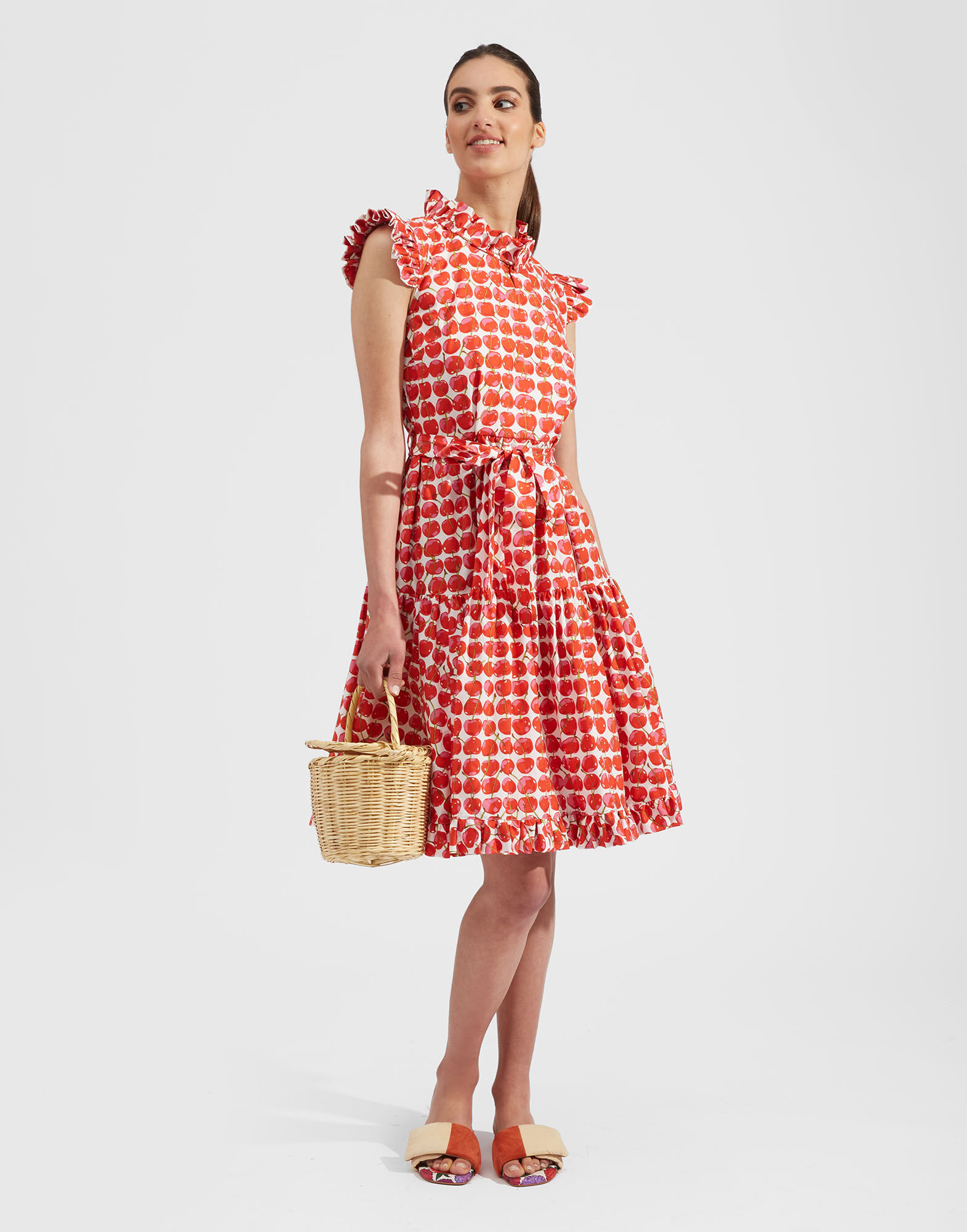 La DoubleJ Short And Sassy Dress White Cherries DRE0003COT001CHY0002