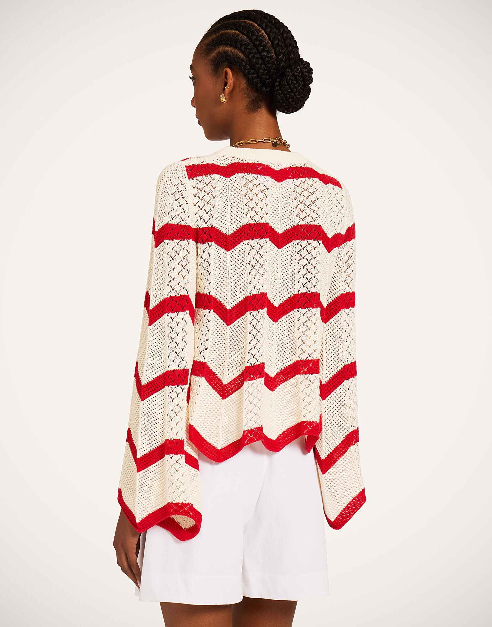La DoubleJ Chevron Crop Sweater Red PUL0146KNI084VA170RE01