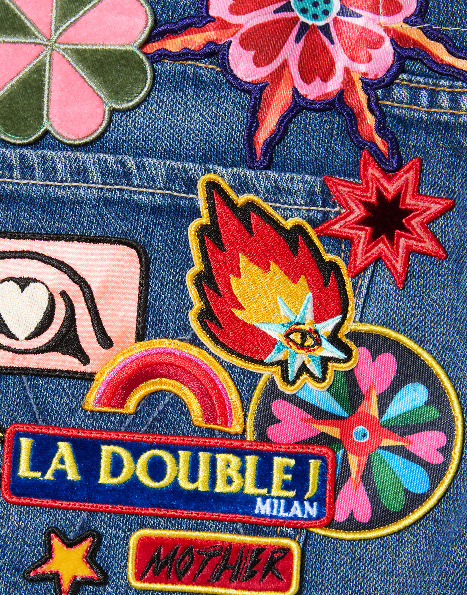 La DoubleJ The Dodger Short Fray Shorts Patch It Up Blue TRO0165DEN011PAT09BU03