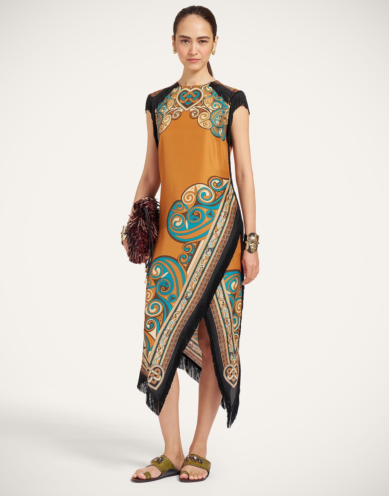 La DoubleJ Scarf Dress Kells Plac&eacute;e Tobacco DRE0964SIL009KEL03BR06