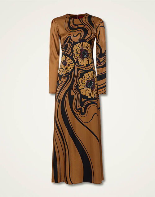 La DoubleJ Clingy Swing Big Blooms Placée Brown DRE0762VIS023PFI06BR02