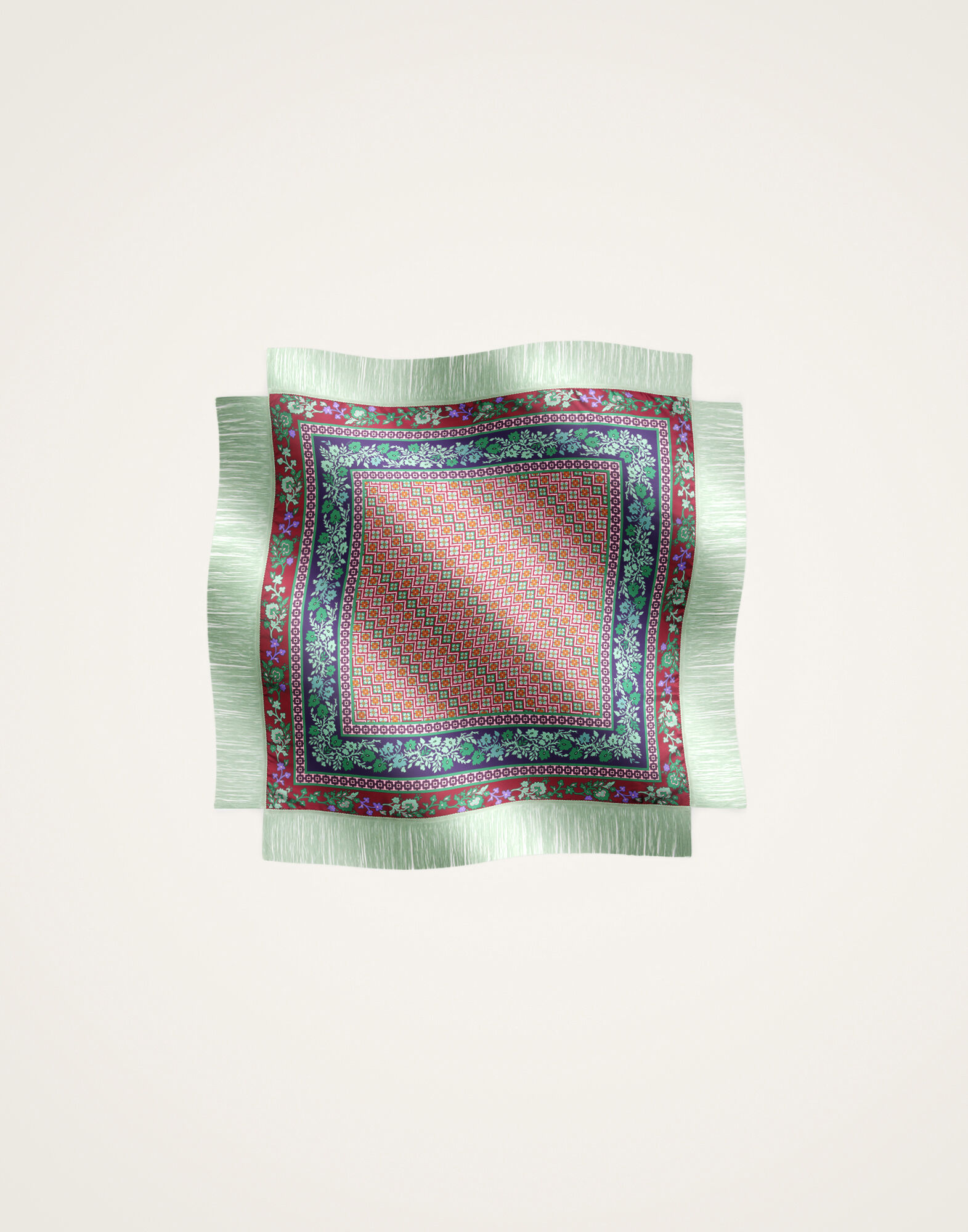 La DoubleJ Reversible Fringe Foulard 90 Regalia Plac&eacute;e Red SCA0073SIL006REG02RE01