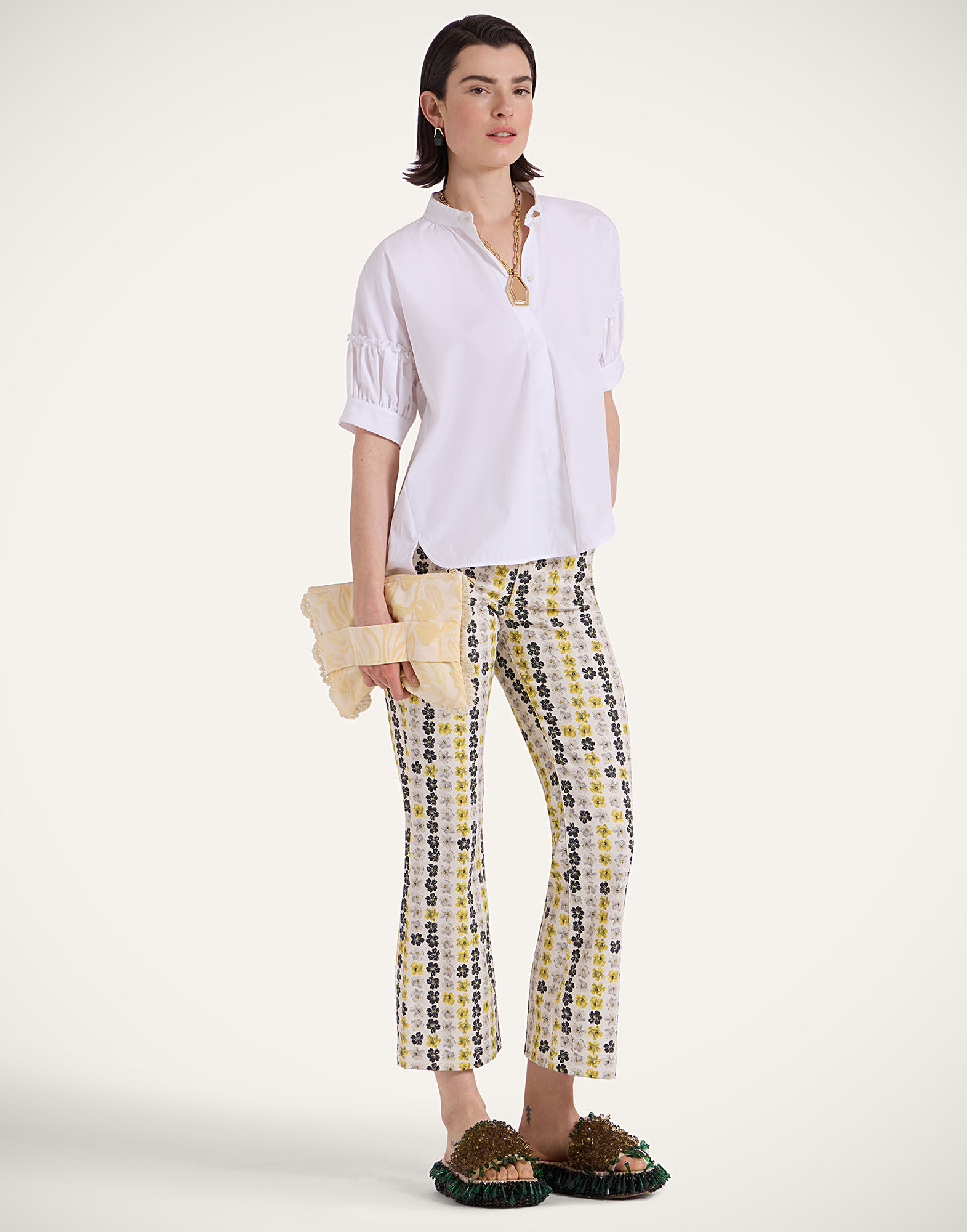 La DoubleJ The Cropped Flare Jean Cupid White TRO0158COT063CUP02WH01