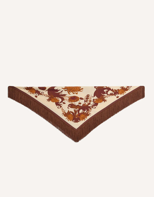 La DoubleJ Reversible Fringe Foulard 90 Coven Plac&eacute;e Buttercream SCA0073SIL006COV05WH09