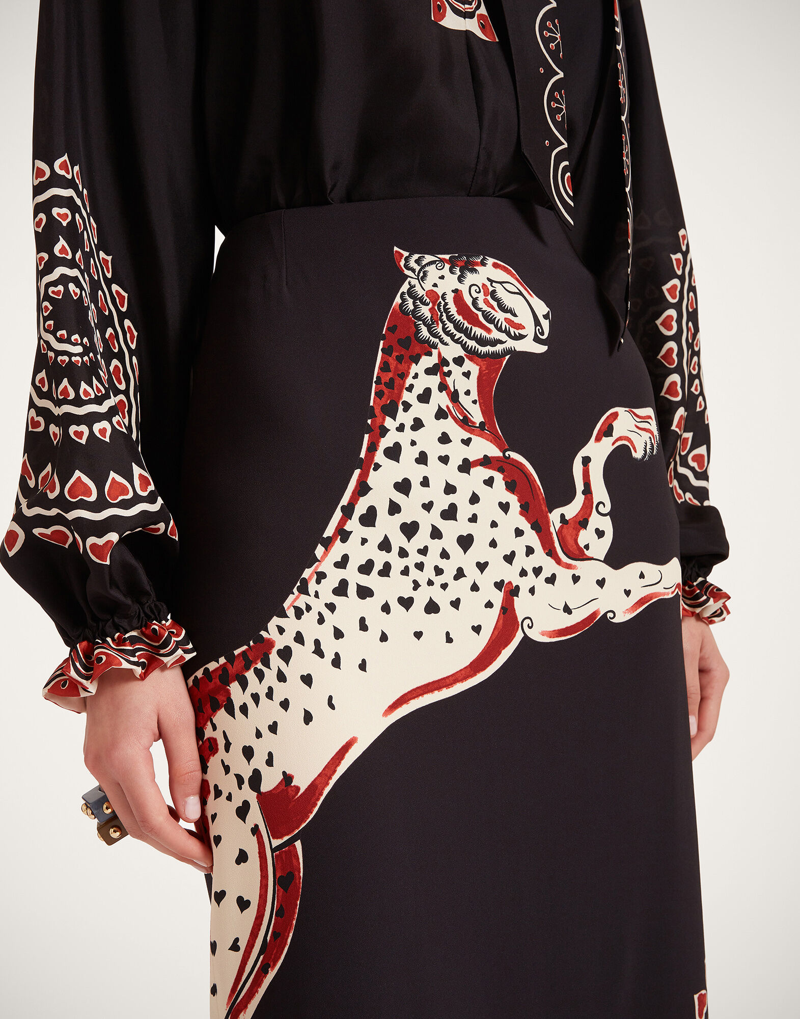 La DoubleJ Pencil Skirt Gattopardo Plac&eacute;e Black SKI0022VIS011GAT01BL01