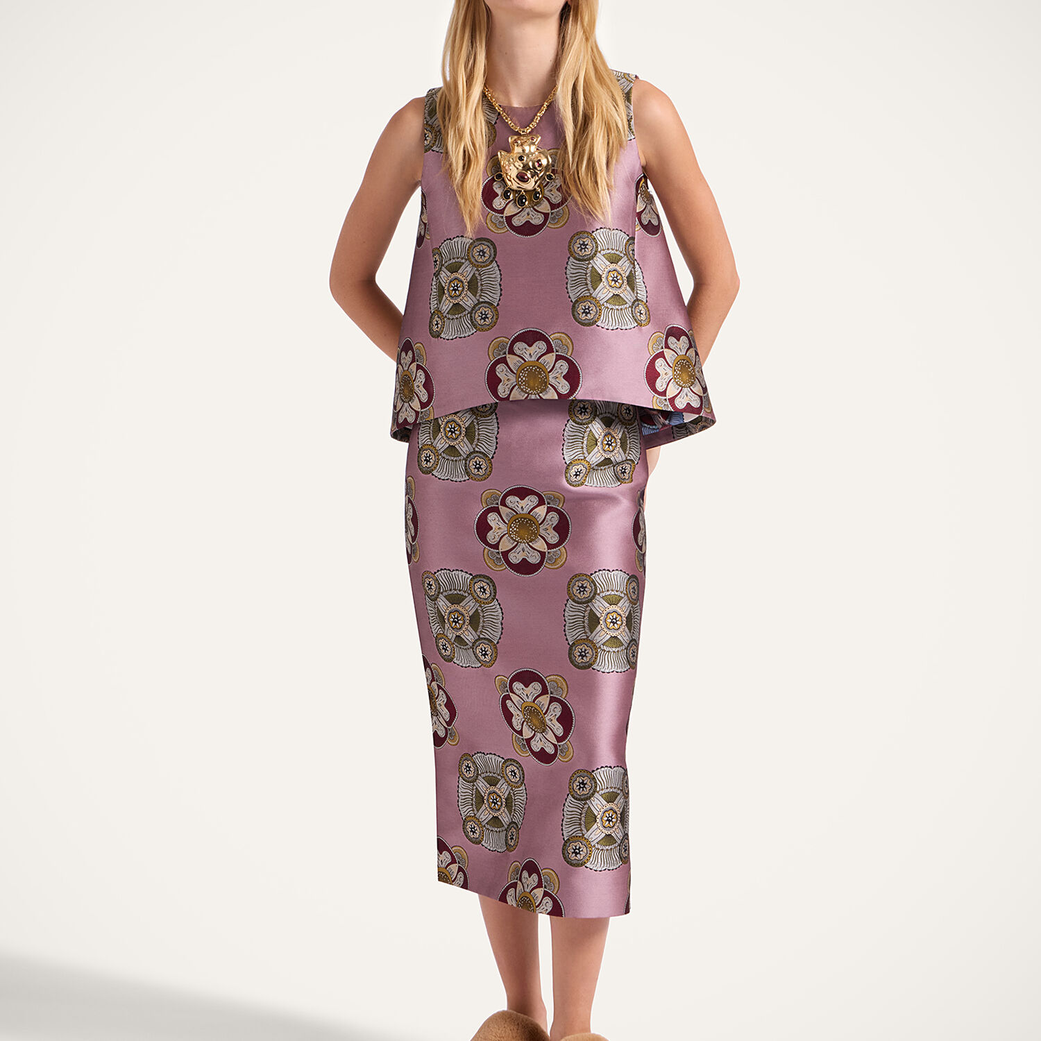 La Doublej La Scala Asymmetric Jacquard Top In Pink