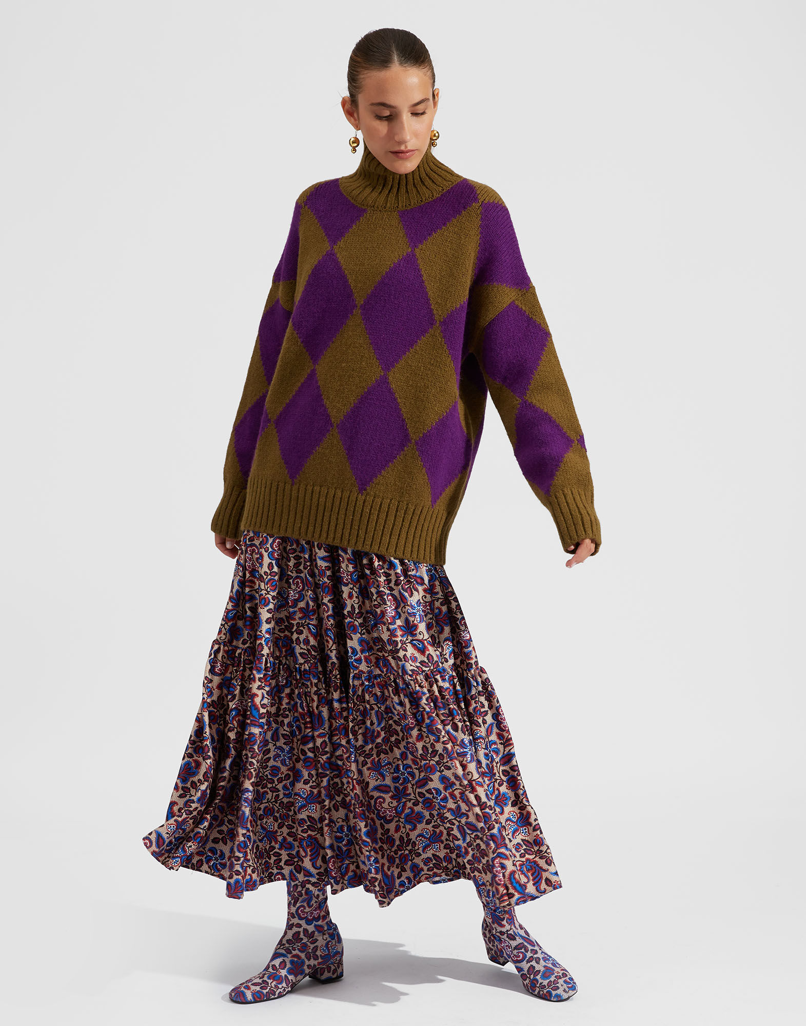 Purple and green sweater clearance
