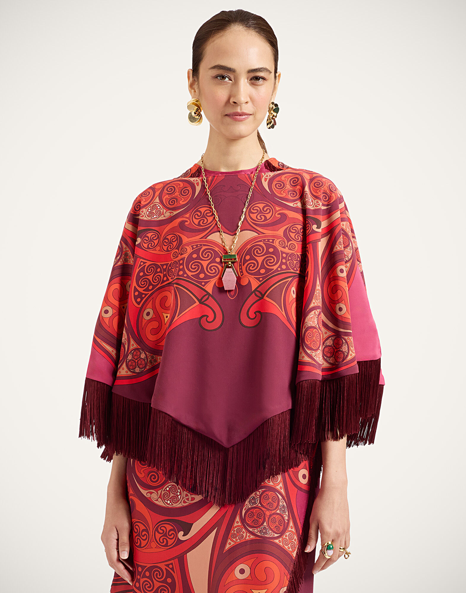 La DoubleJ Mini Poncho Alchemy Plac&eacute;e Dark Red SCA0077VIS036ALC03RE40