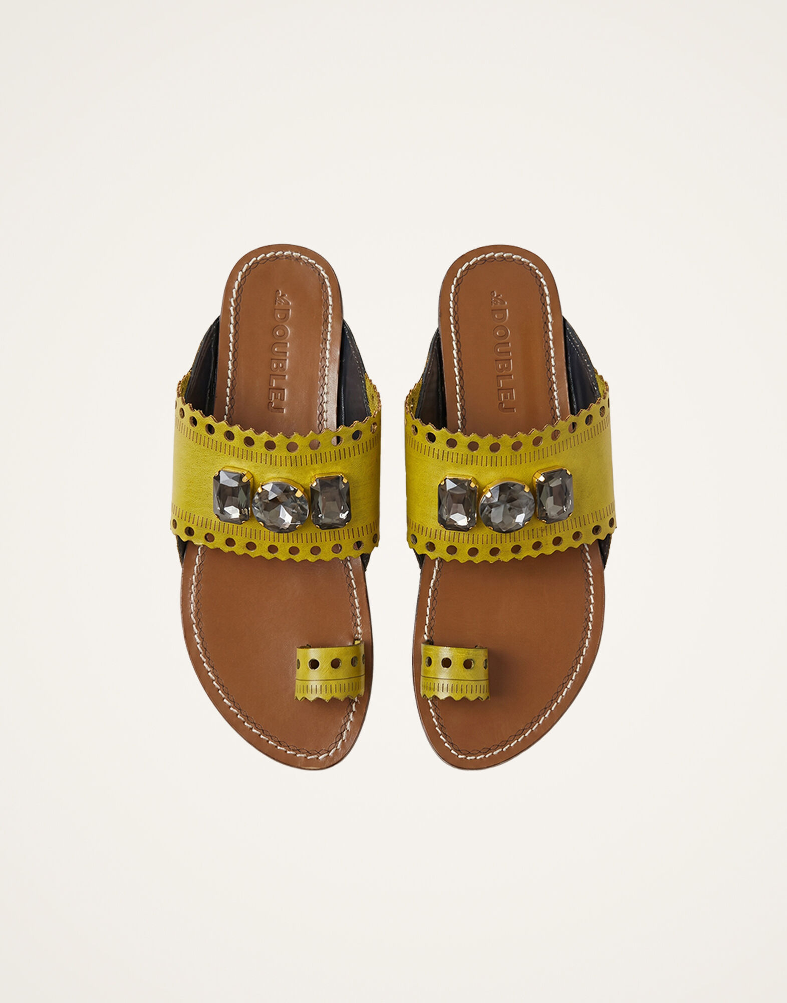 La DoubleJ Sandy Slides Solid Lime SHO0116LEA014SOLIDGR09