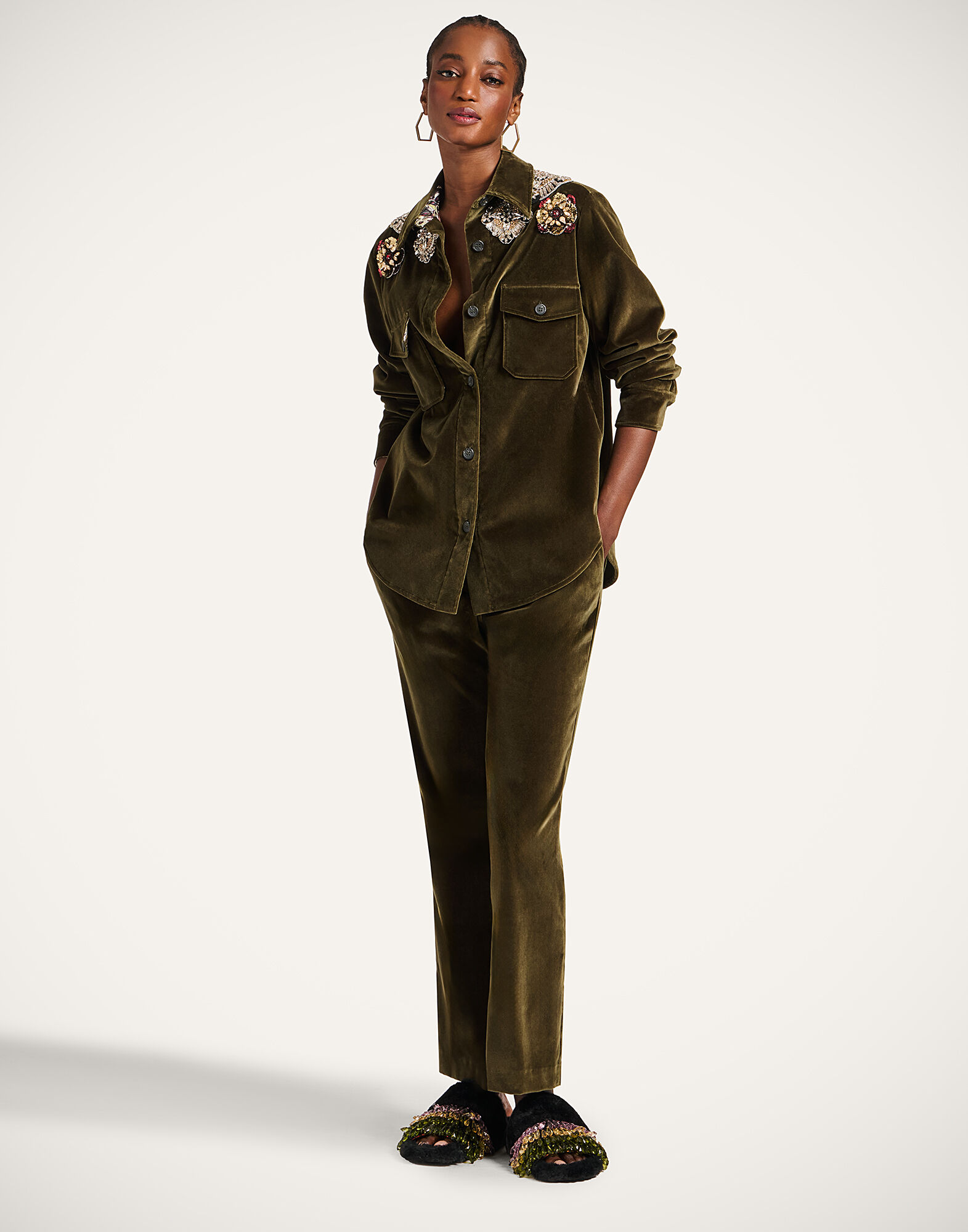 La DoubleJ Better Than Your Boyfriend's Jacket Solid Moss Green JAC0156VEL011SOLIDGR14