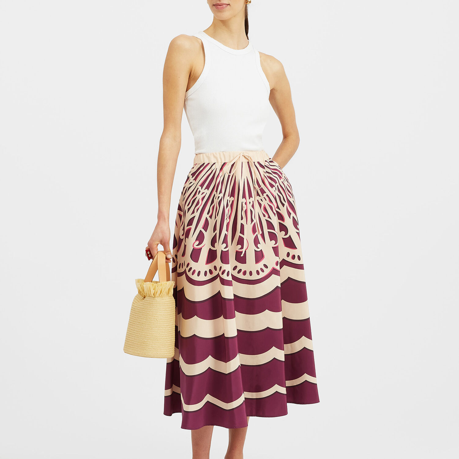 Shop La Doublej Drawstring Skirt In Fans Placée Purple