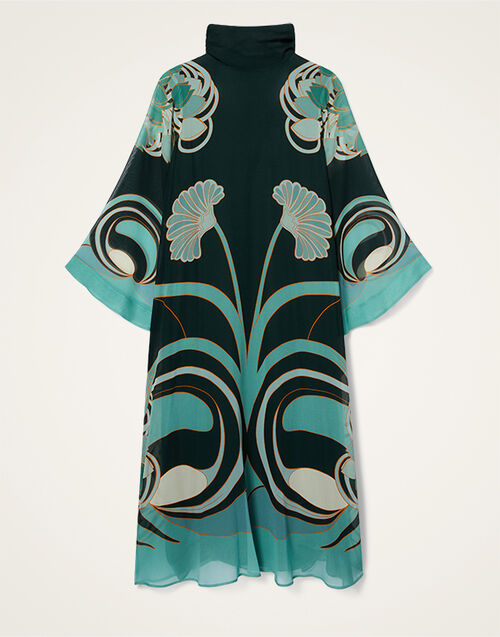 La DoubleJ Magnifico Midi Dress Blooming Tulip Plac&eacute;e Dark Green DRE0788SIL028BTU01GR03