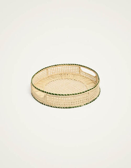 La DoubleJ Raffia Tray La DoubleJ Raffia Tray Solid Green TRA0005RAF010SOLIDGR02