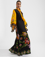La DoubleJ Magnifico Dress &#40;Plac&eacute;e&#41; Folk Flowers Nero Plac&eacute;e DRE0232VIS004FFL0004
