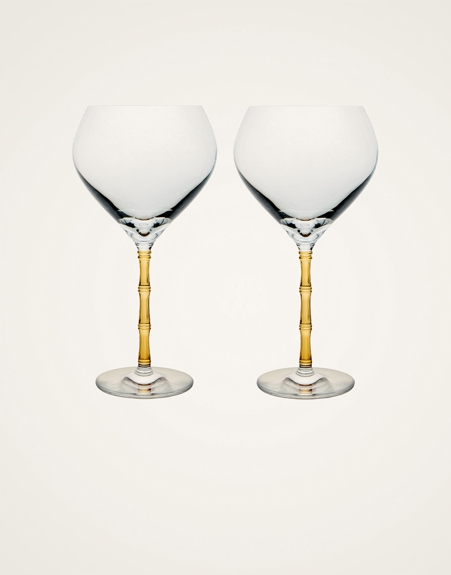 La DoubleJ Bamboo Balloon Glasses Set Of 2 Solid Amber GLA0049GLS002SOLIDYE10