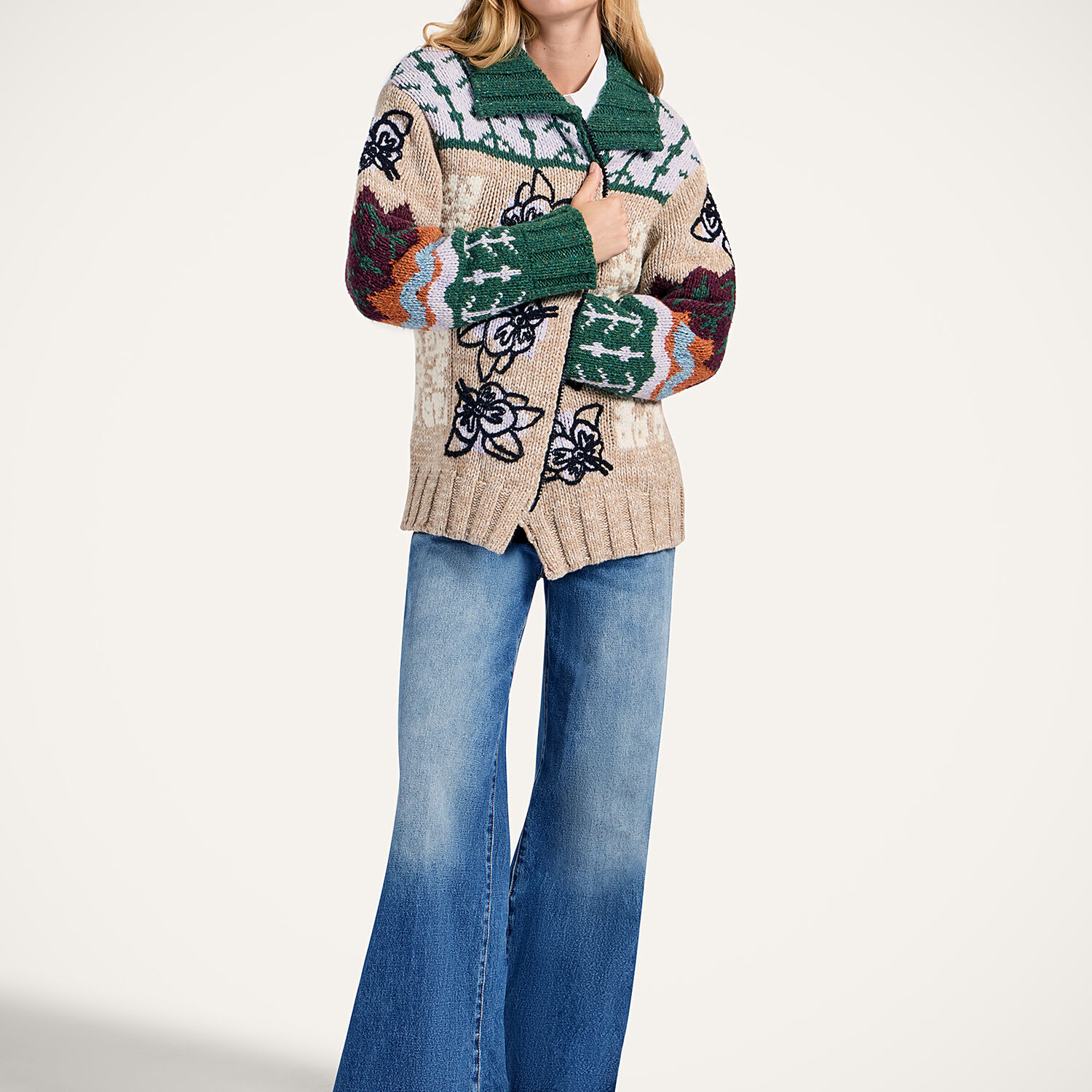 La Doublej Floral-embroidered Cardigan