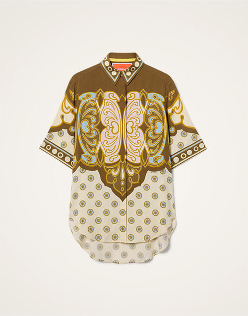 La DoubleJ Club Shirt Cocoon Plac&eacute;e Brown SHI0171VIS032COC02BR02