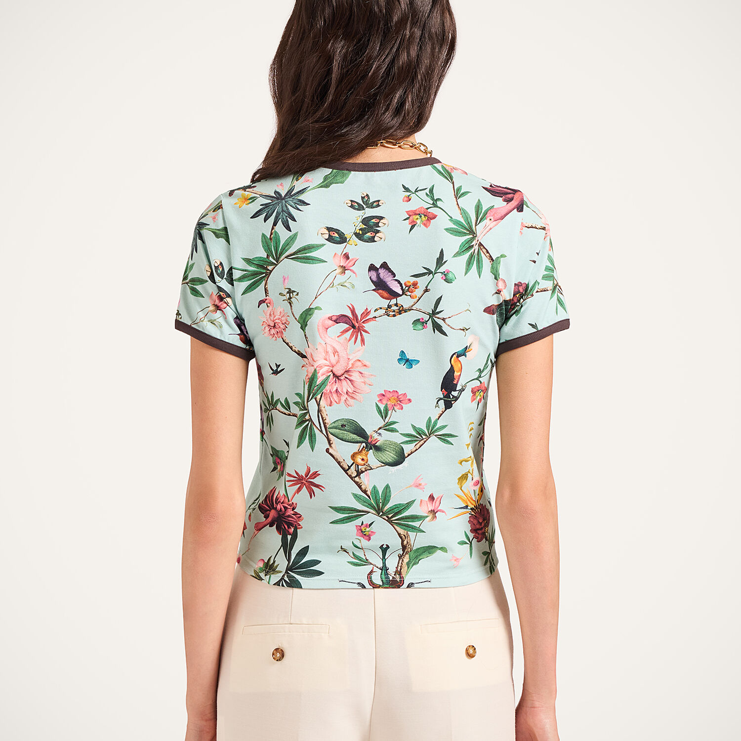  La Doublej T-shirts & Sweatshirts Women - The Cu-tee Crop Zooflora Light Blue L 93% Cotton 7% Elastane 