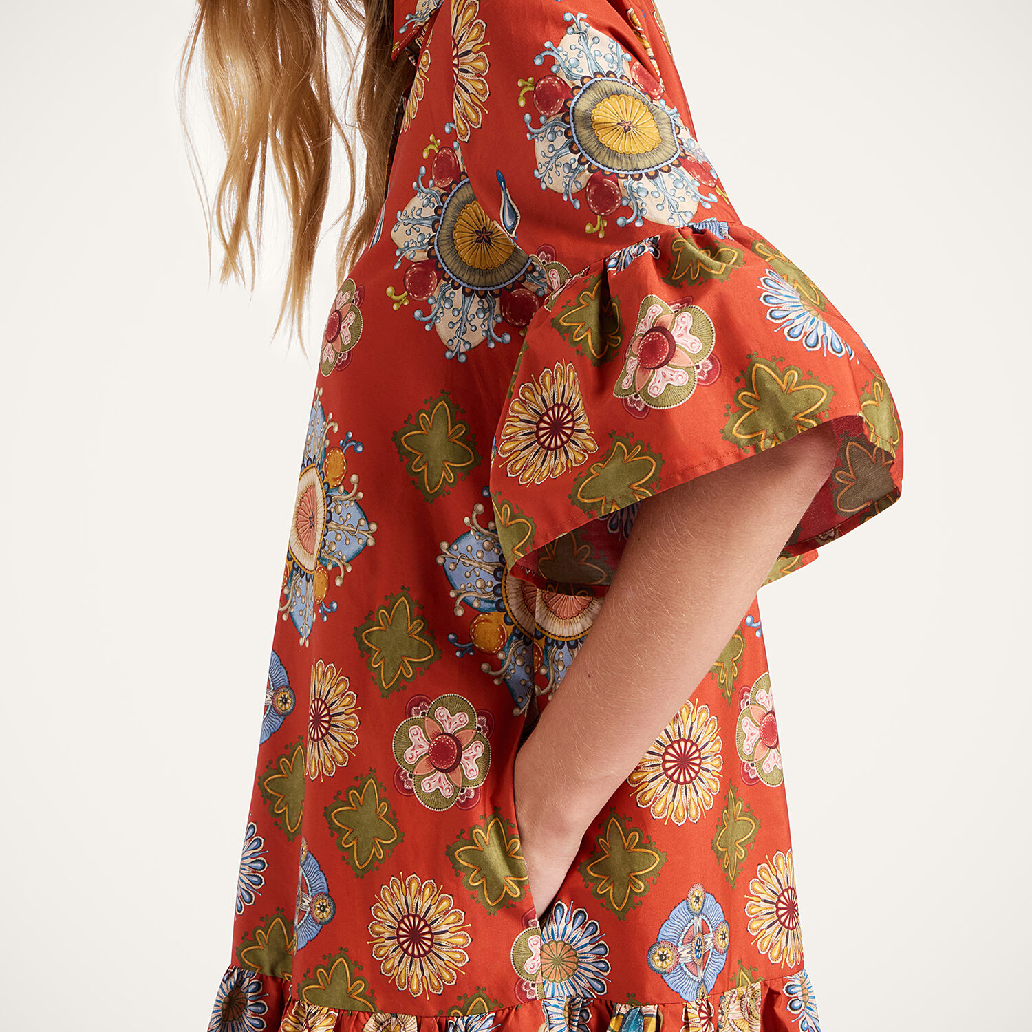 La Doublej Floral-print Ruffled Dress In Brown