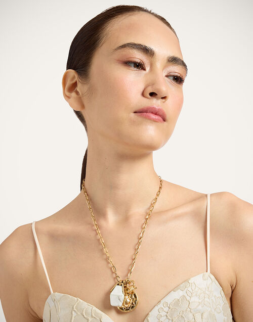 La DoubleJ Transformation Charm Necklace 24k Gold Plate & Howlite NEC0025BRA003HOW01YE05