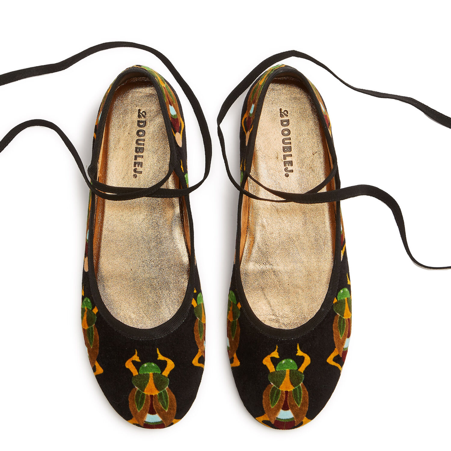 Shop La Doublej Winter Ballerina Flats In Scarab Black