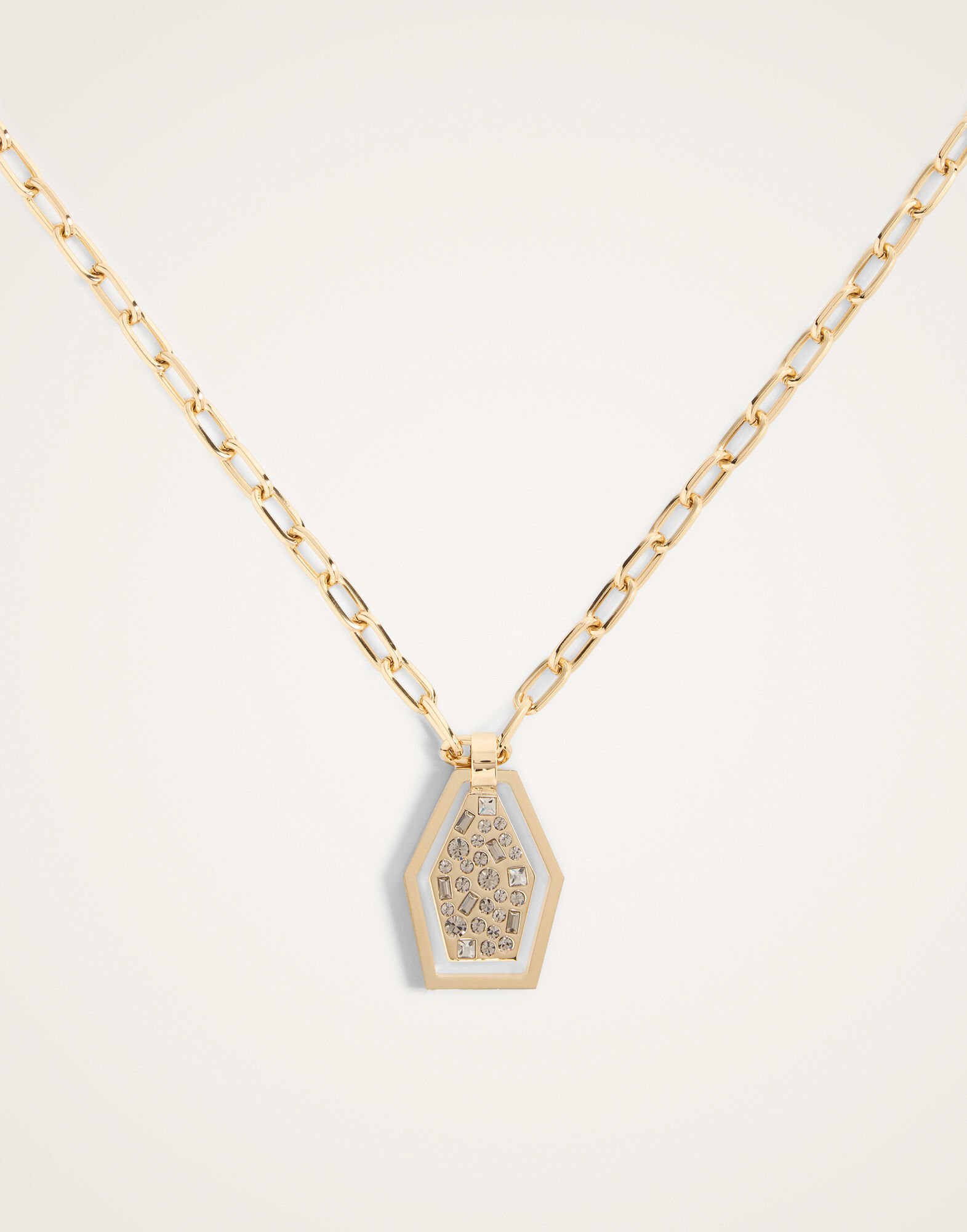 La DoubleJ Sparkly Swinging Portal Necklace 24K Gold Plate & Swarovski Crystals NEC0042BRA007SOLIDYE05