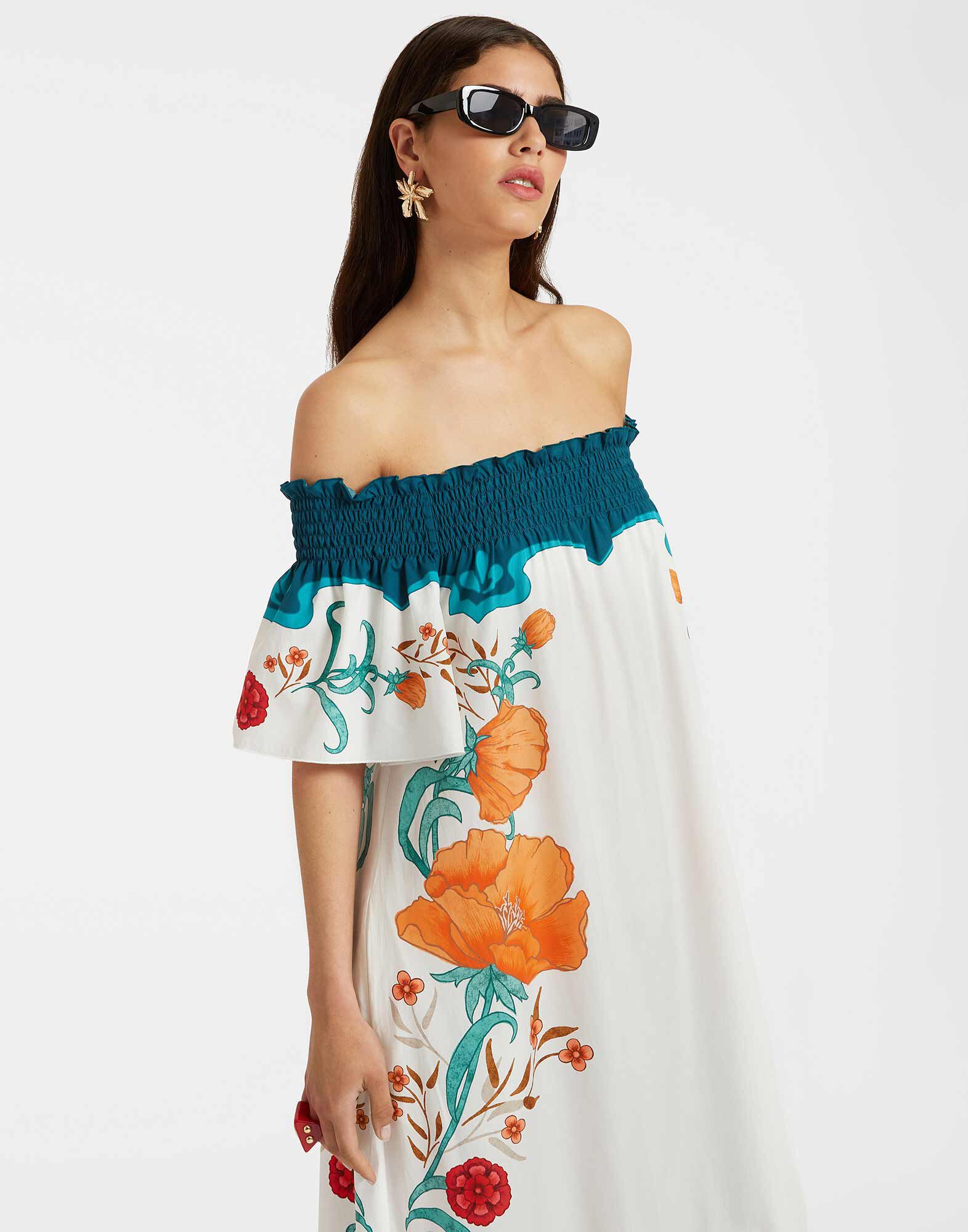 La DoubleJ Capalbio Dress Morpheus Plac&eacute;e Orange DRE0786COT039MOR01OR02