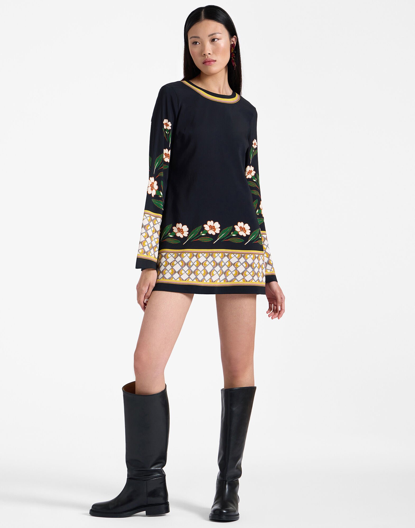 Mini Supreme Swing Dress in Dazed Placee Black for Women La DoubleJ