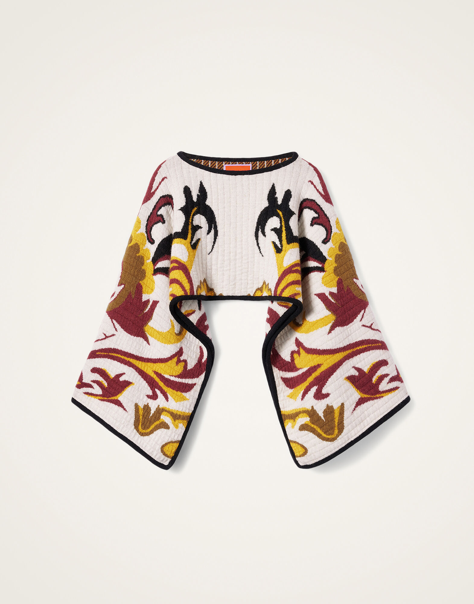 La DoubleJ In My Power Knit Stole Multicolor Ivory & Red SCA0082KNI177VA402BR05