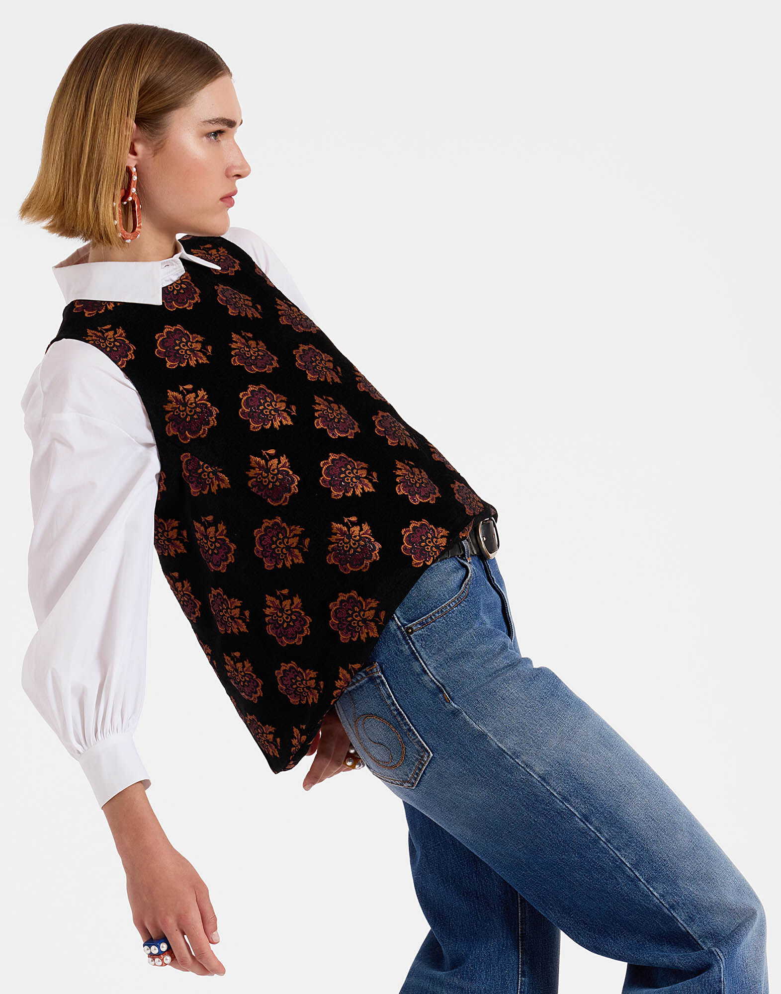 La DoubleJ La Scala Top Rosette Black TOP0016JCQ086ROS05BL01